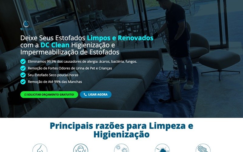 Site desenvolvido para a DC Clean, em Minas Gerais